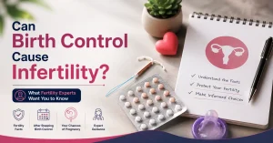 Woman consulting a fertility doctor about birth control, fertility, and getting pregnant after stopping contraception.